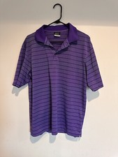 Men s Nike Golf Polo Shirt Mens Medium M Purple White Striped Dri Fit