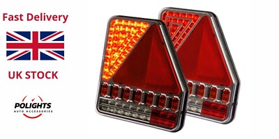 2x12/24V LED #NeonBremsleuchten Dreieck dynamischer Blinker für Anhänger LKW  