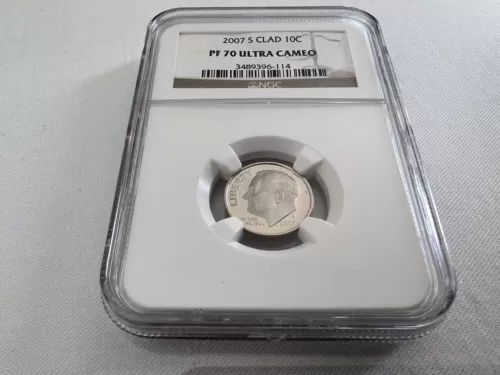 2007-S CLAD ROOSEVELT DIME NGC PF70 U.C. "BROWN LABEL "TOP POP"