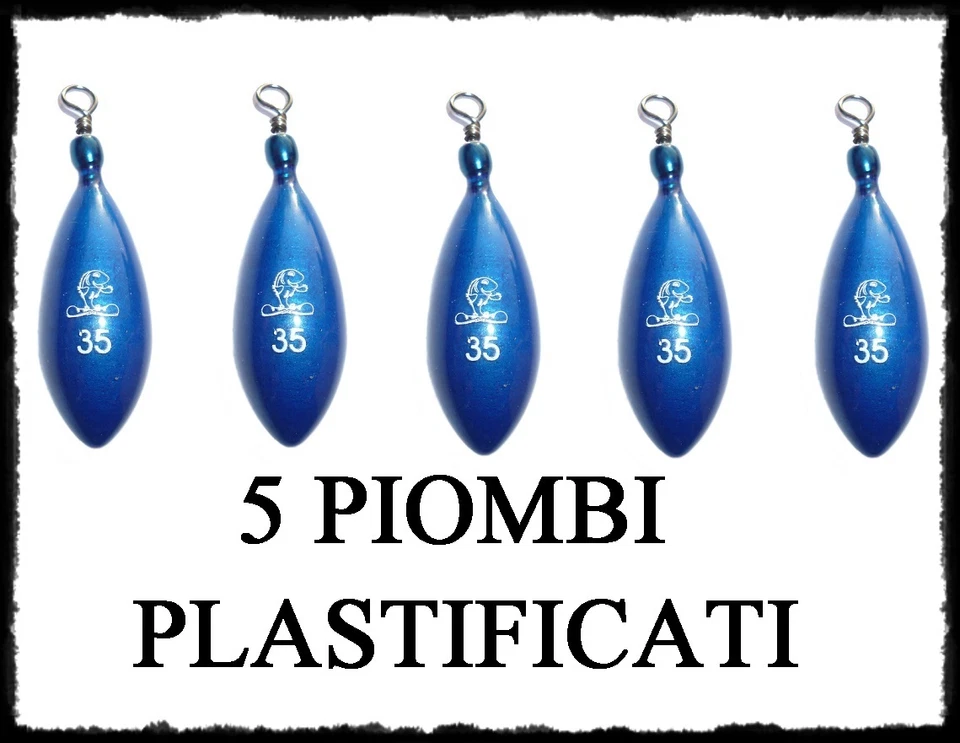 5 piombi pera plastificati pesca fondo mare lago surfcasting carpfishing piombo
