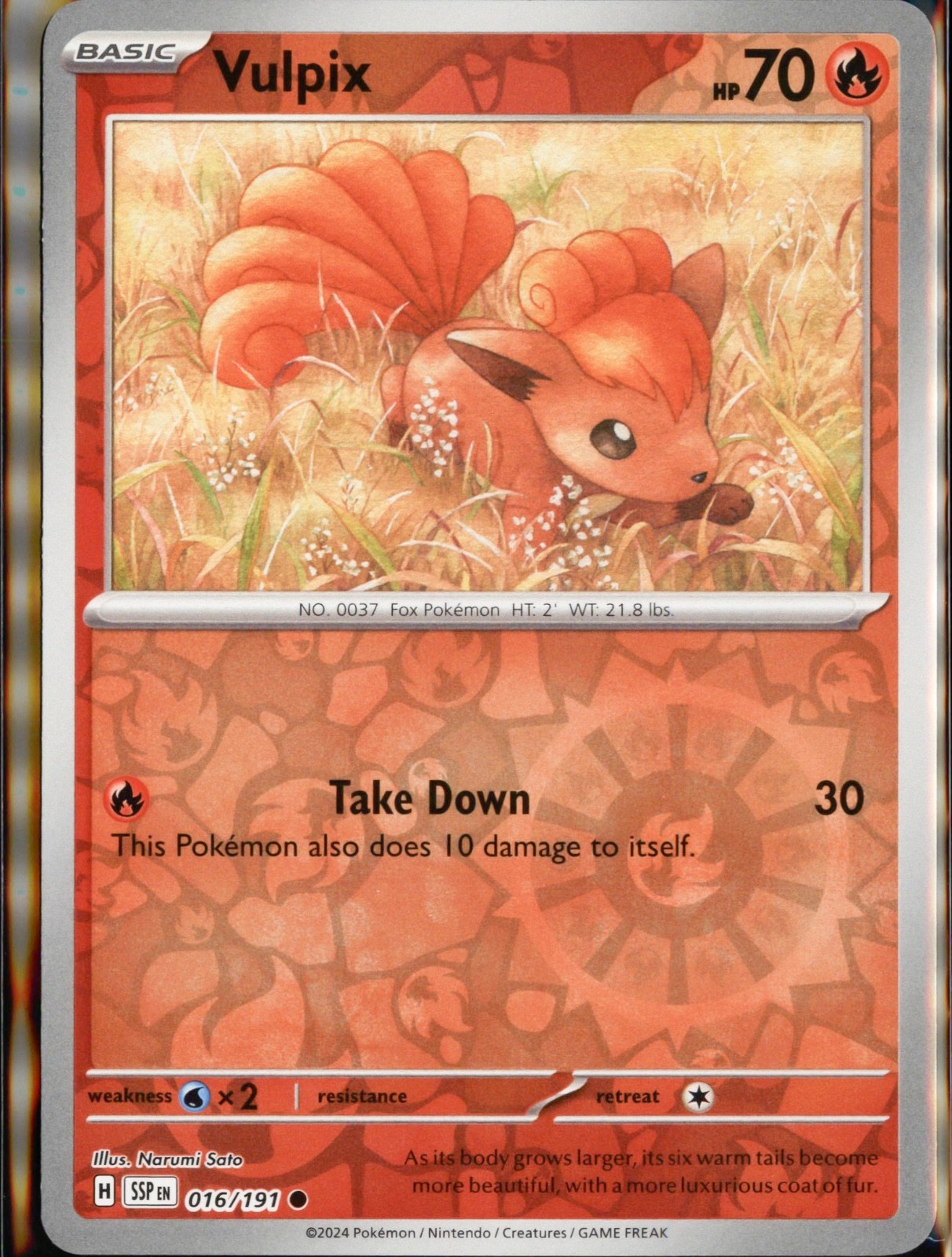 Vulpix Reverse Holo Common SV08: Surging Sparks 016/191 NM