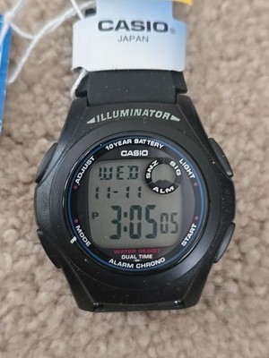 New Casio Dual Time, alarm chronograph,light,10years Battery,40mm,F-200,W/Rest