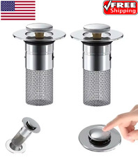 2-Pack Sink Stopper Hair Catcher Bathroom Pop Up Sink Drain Strainer Filter Plug