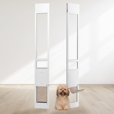 Dog Door for Sliding Glass Door, 75 7/8"-80 11/16" Adjustable Height Doggy Door