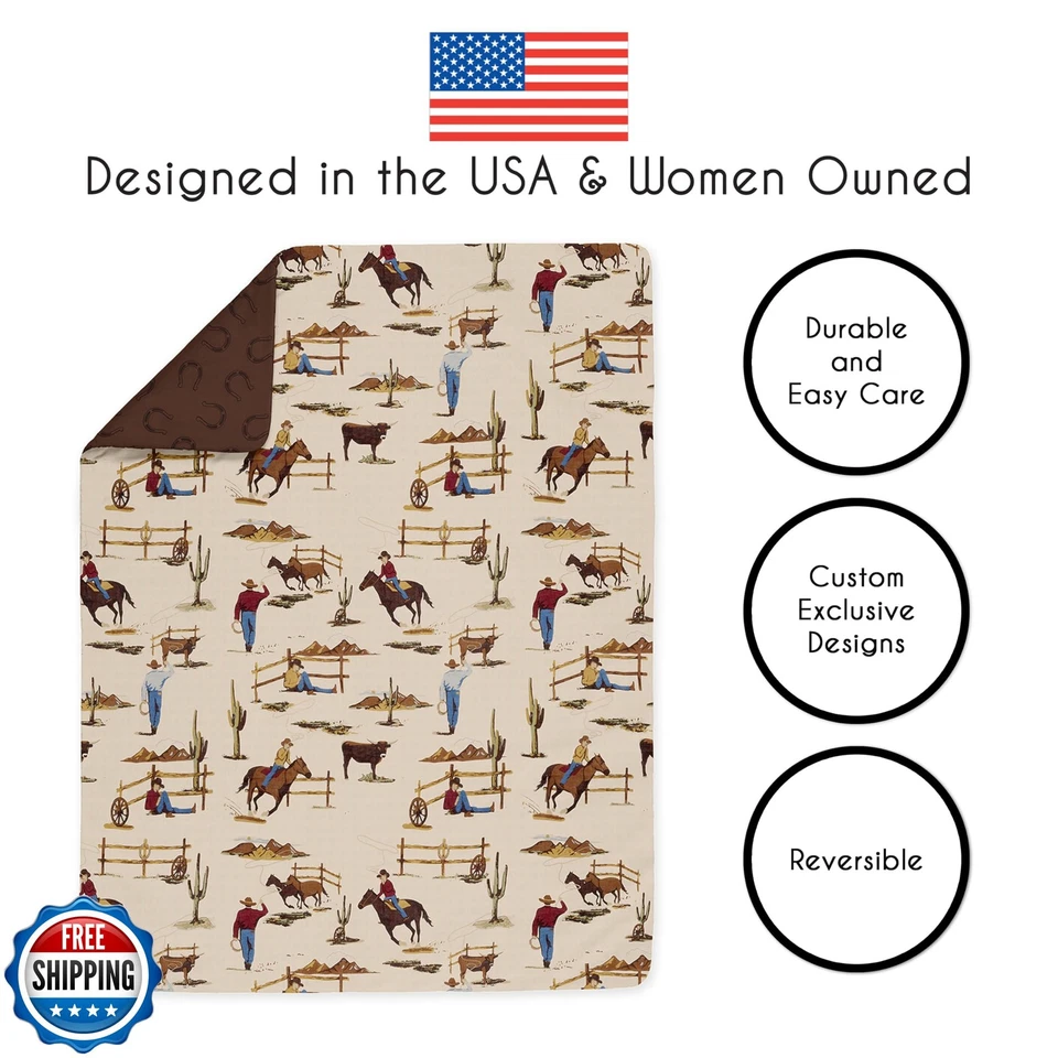 Комплект постельного белья Sweet Jojo Designs коричневый ковбойский вестерн для мальчика ясельного возраста детский - Изображение 4 из 4