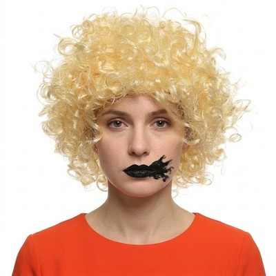 Untote Monster Frau Zubehör Set blonde lockige Perücke + schwarzer Lippenstift Film