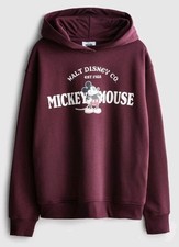 Disney Primark Hoodie Sweatshirt Womens Burgundy Mickey Mouse. Size Small
