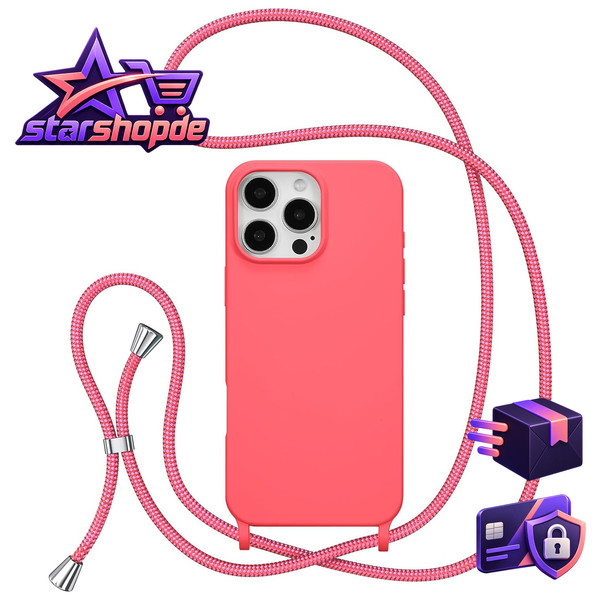 HandyhüLle Mit Band HeißEs Rosa FüR Iphone 16 Pro Max 6,9 Zoll SchutzhüLle-image