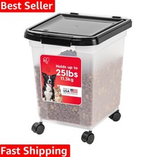 Airtight Dog Food Storage Container, WeatherPro, Up to 25 lbs, Removable Whee...