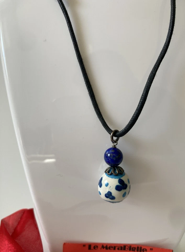 collana artigianale siciliana ceramica Caltagirone argento 925 Le Merabiglie - Immagine 3 di 4