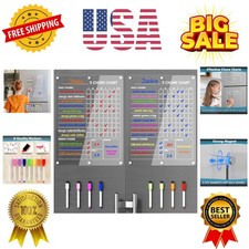 Acrylic Magnetic Chore Chart for 2 Kids, Clear Chores Chart for Fridge Refrig...