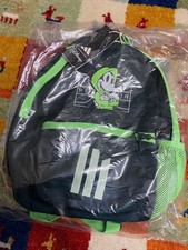 Adidas x Mickey Mouse Kids Backpack Green Padded Straps Zip Pocket New