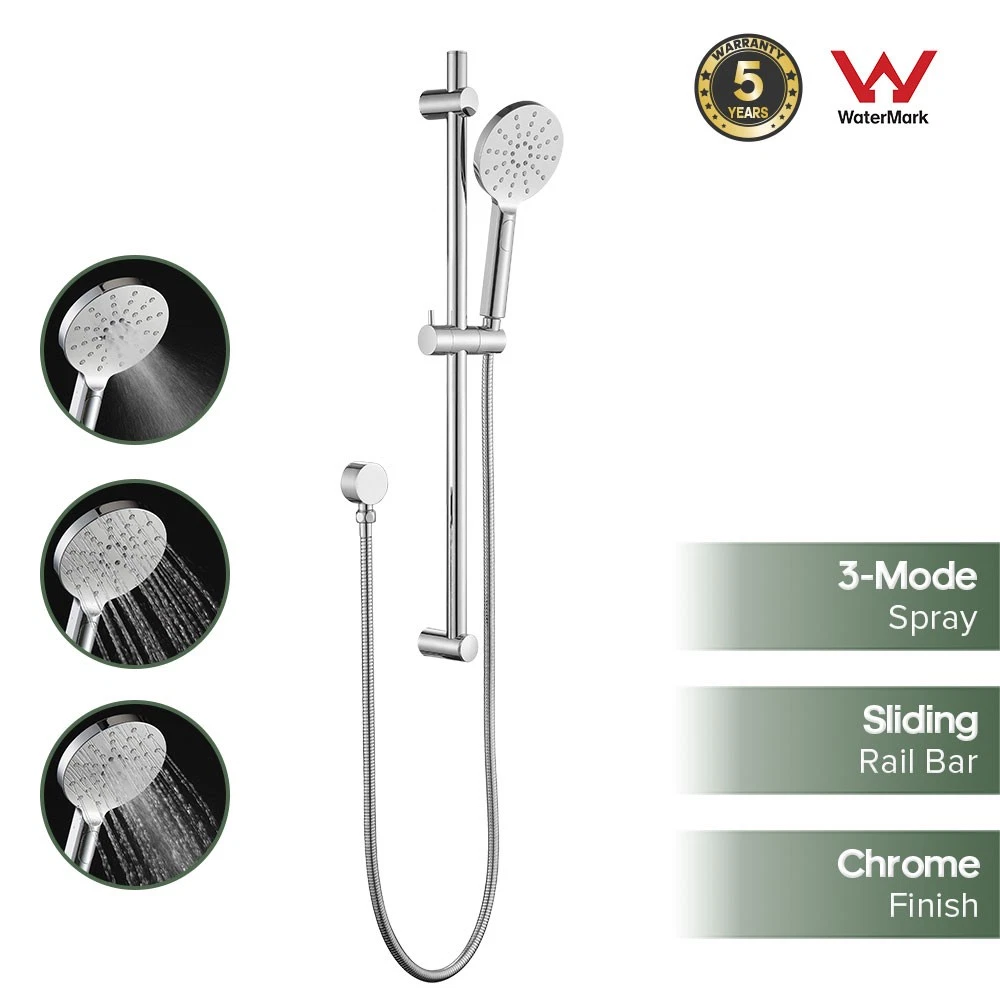 Shower Rail Set Hand Held Shower Head On Shower Slide Bar Chrome Bathroom Round