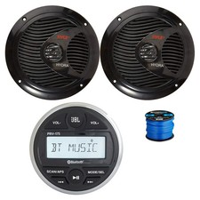 JBL Marine Gauge BT Stereo Receiver, 2x 6.5" 150W Speakers Black w/ Wire