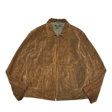J.Crew 00s Vintage Brown Suede Leather Jacket L Short Grunge Style