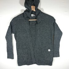 Abercrombie Kid's 7/8 Gray Long Sleeve Open Front Hoodie Cardigan Sweater