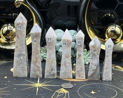 Natural Flower Agate Canton Style Towers Druzy Free shipping