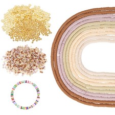 4900 PCS 10 Strands Polymer Clay Beads Gold Spacers Beads, 6mm Earth Tones