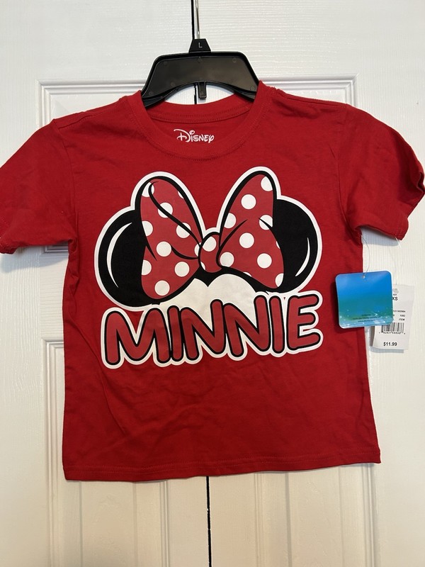 Disney Minnie Mouse Red T Shirt Girls Size XS 4/5 Graphic Tee NEW