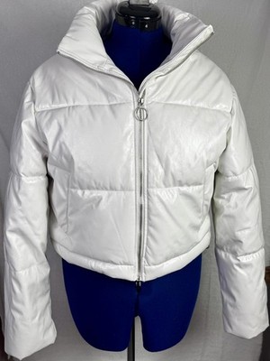 white faux leather puffer jacket love tree crop winter coat streetwear y2k cold