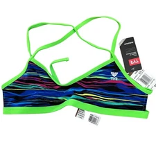 TYR DuraFast One Fresno Mojave Tieback Top Swim Bikini Blue Multi Size XS 0/2