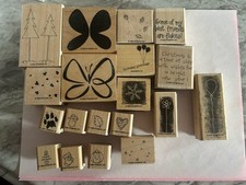 Stampin Up Rubber Stamp Lot of 19 Mixed Themes Holidays, Winter, Birthday, more