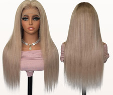 100  HUMAN HAIR LACE FRONT WIGS ASH BLONDE