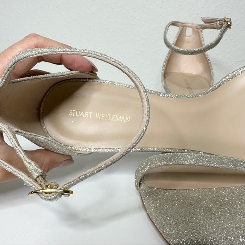 STUART WEITZMAN Nudistcurve Glitter Open Toe Sandals 9 $395 - 第 4/7 張圖片