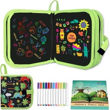 Erasable Doodle Book KidsToddlers Toys Reusable Drawing Pads 12 Watercolor Pens