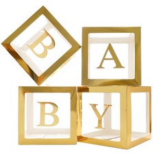 Baby Boxes with Letters Transparent Decorations for Gender Reveal, Birthday