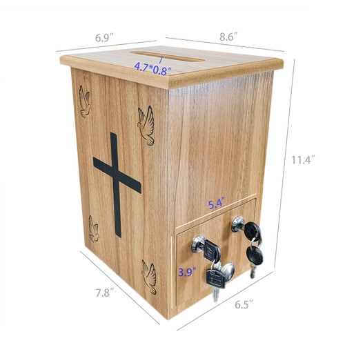 Christian Collection Box Suggestion Fundraising Donation Charity Box Doves Cross - Picture 5 of 11