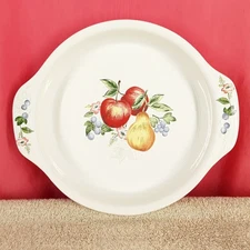 Corelle Coordinates CHUTNEY 9" Pie Plate, Stoneware Dish, Handles, fruit,vintage