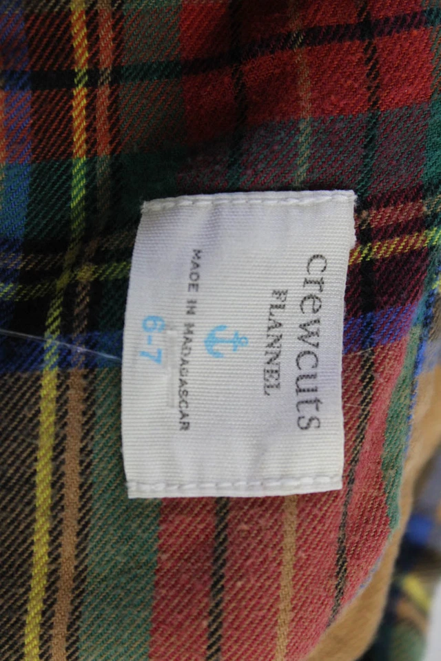 Camisa informal marrón con botones a cuadros manga larga Crewcuts para niños talla 6-7 años Foto 3 de 4