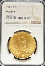1913 $20 St Gaudens MS64+ NGC (#PA8742260002)