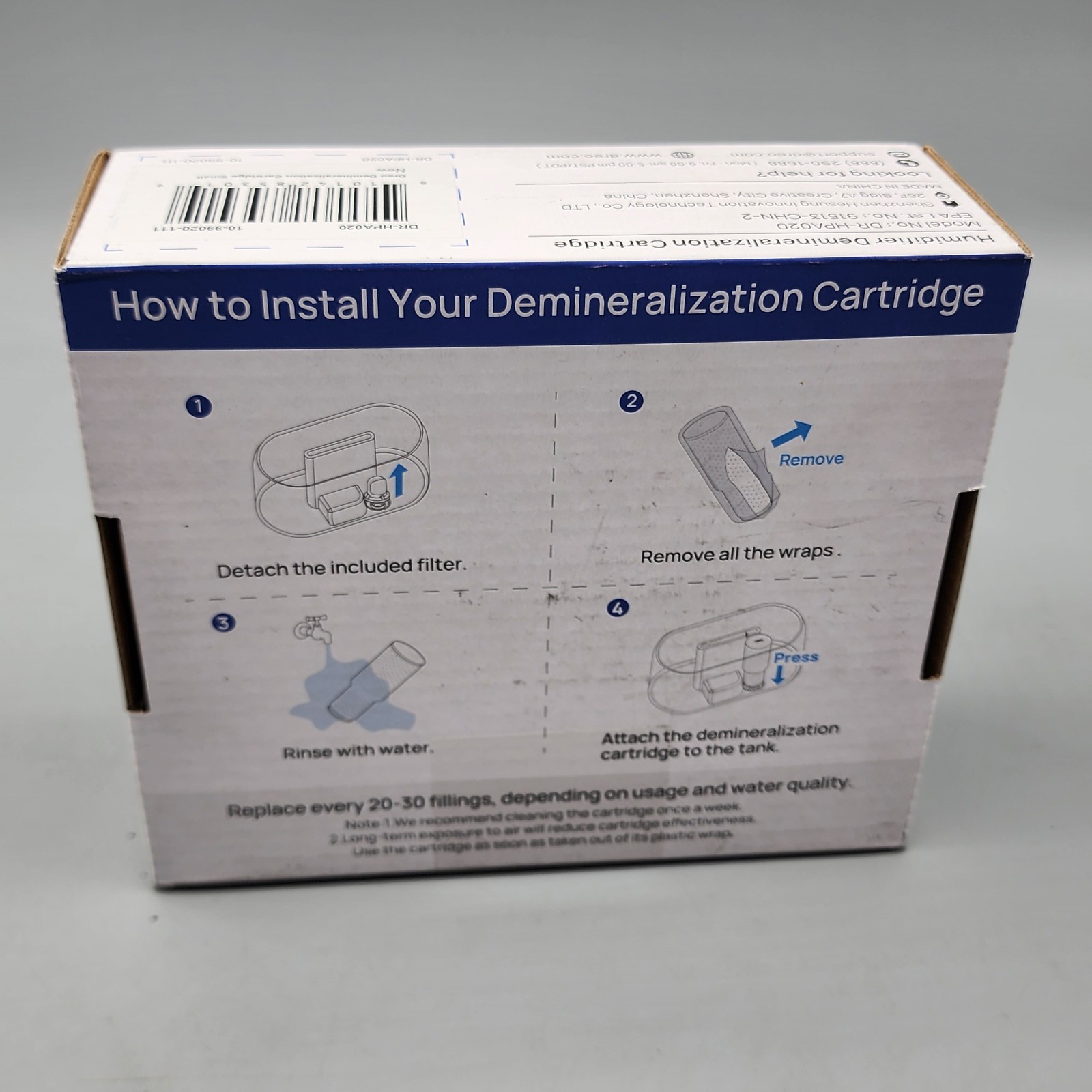 Dreo Demineralization Cartridge for Humidifiers Compatible w/ HHM001, HHM004 3 X