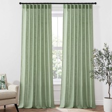 MIULEE Sage Green Linen Curtains 90" Long, 2 Panels for Bedroom Living Room