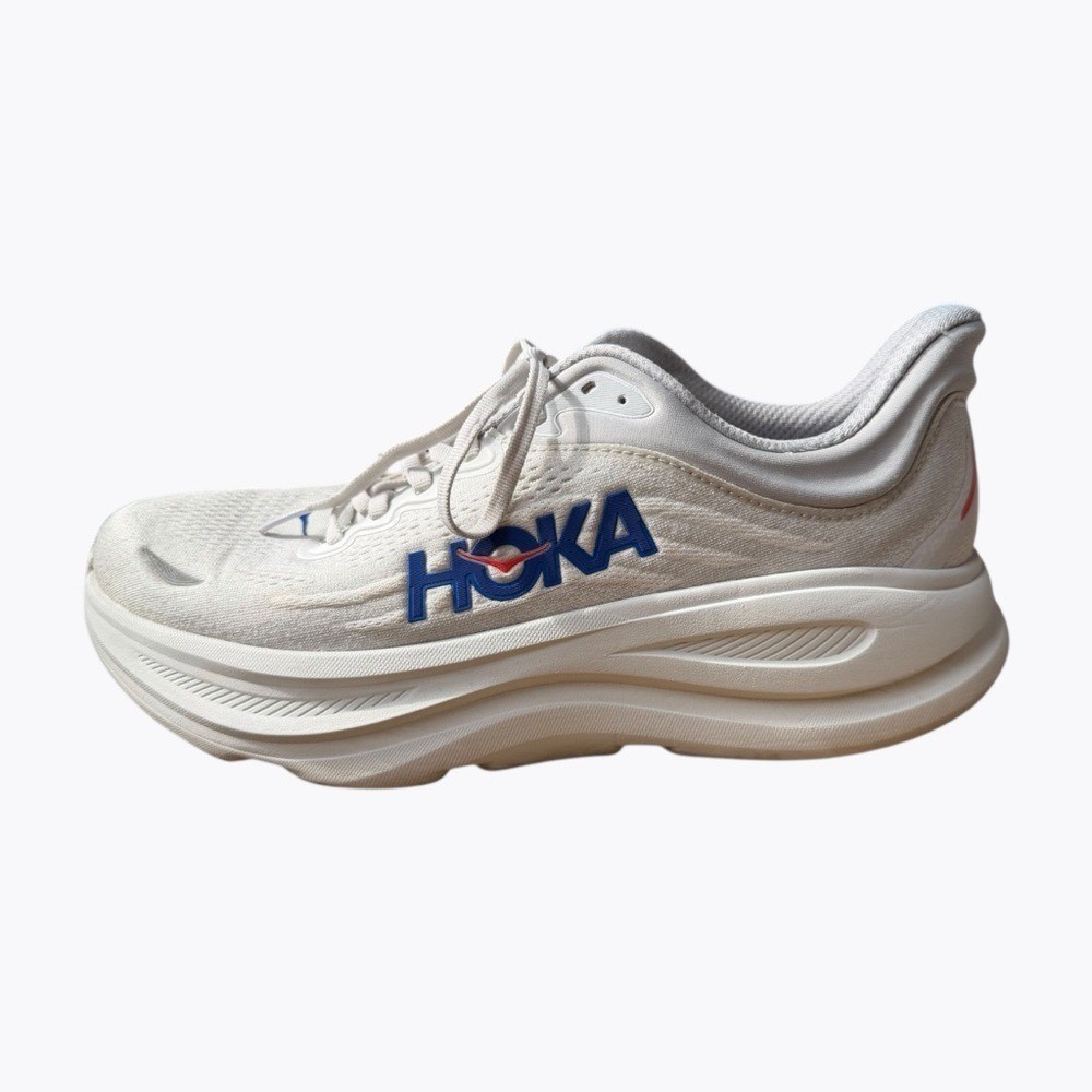 Hoka Bondi 9 Men's Running Sneakers White Blue Size 10.5D Blue White thumbnail 3