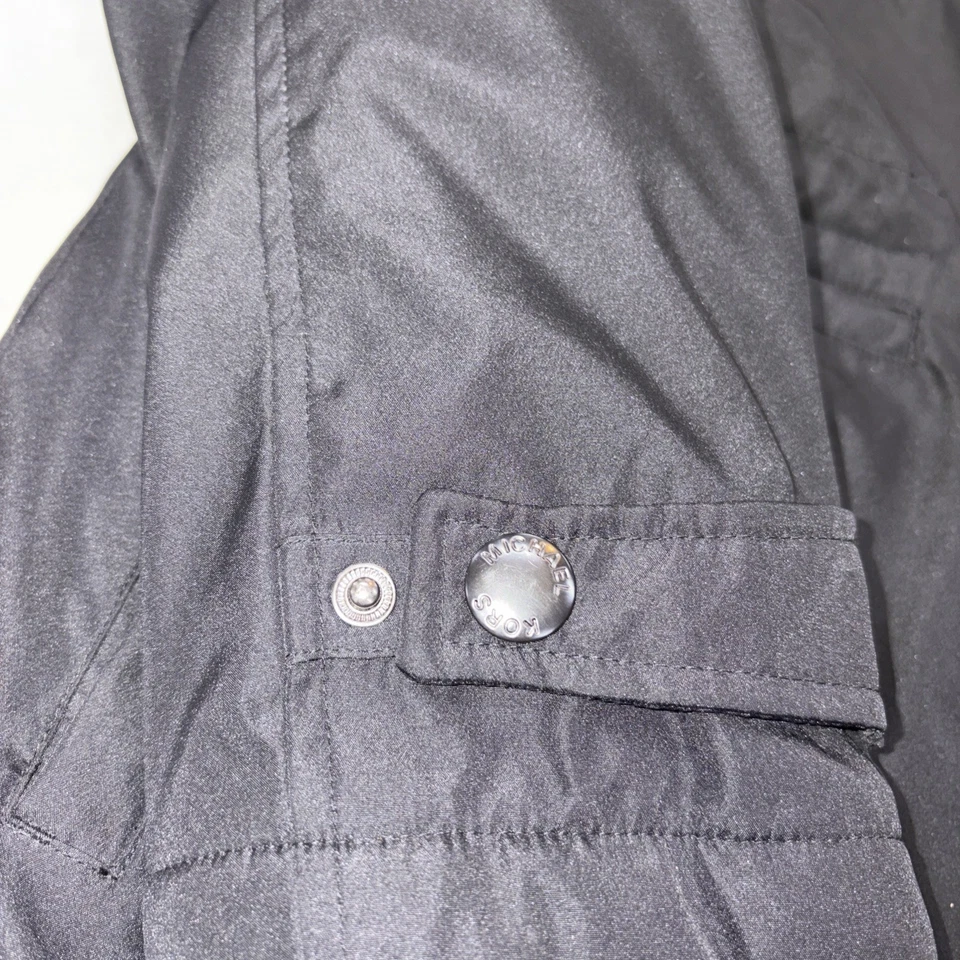 Chaqueta Michael Kors Para Hombre Mediana Cremallera Completa A Presión Negra Capucha Oculta Preppy Militar Foto 4 de 4