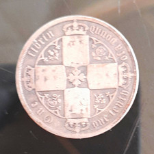 Queen Victoria 1877 Florin/Two Shillings British Coin, Uncertified Gothic Florin