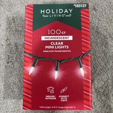 Holiday Living 100 Clear Mini Lights Green Wire