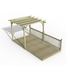 Forest 2.4 x 4.8m Wood Pergola Decking kit 2x Balustrade 2x Post with/out Canopy