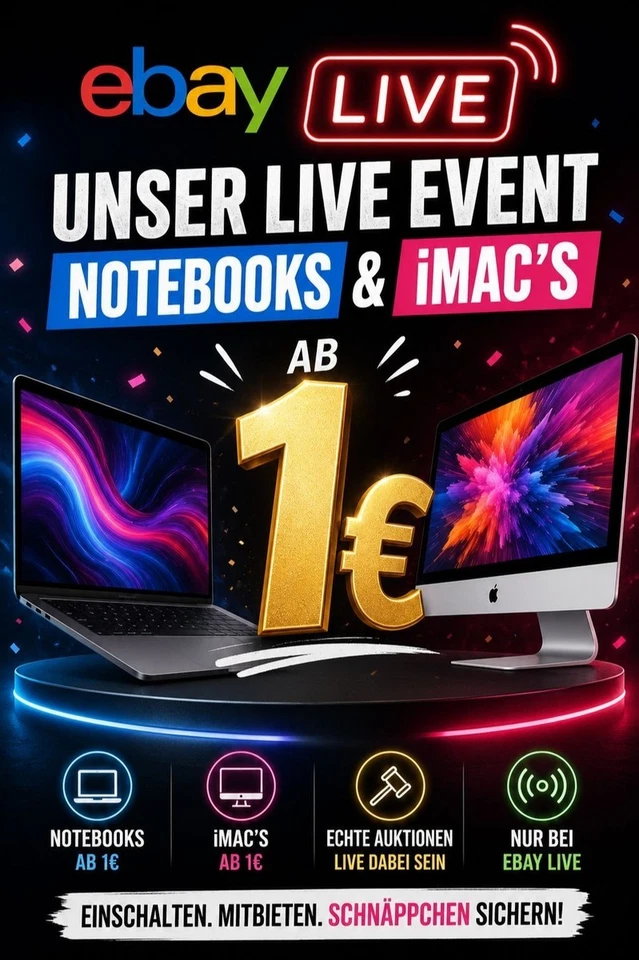 Notebook und iMac Auktionen ab 1€!!!