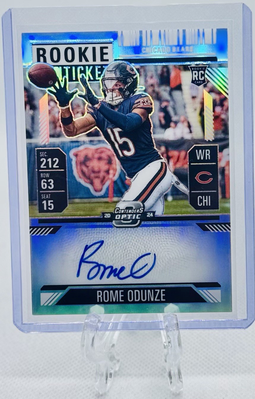 Rome Odunze 2024 Contenders Optic Silver Prizm Rookie Ticket Autograph