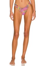 Luli Fama Reversible High Leg Bikini Bottom in Multicolor L NWOT $96