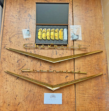 57 Chevy Hood Trunk Vee Scripts Fender Louver Set Gold New 1957 Chevrolet