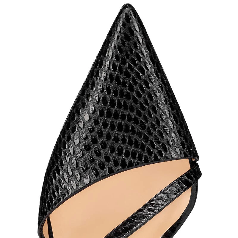 Mujer Punta Punta Sandalia Cordones Estampado Piel de Serpiente Sexy Pasarela Damas OL Formal Foto 3 de 4