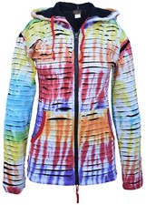 Tie Dye Jackets Razor Cut Pixie Slashed Rainbow Hippy Festival Summer Hoody
