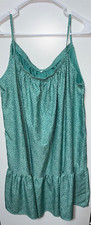 womens lined dress floral print green lined plus size XXL ruffle hemline midi