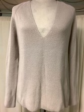 Helmut Lang Beige Wool Cashmere V Neck Sweater Pullover