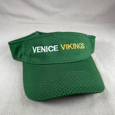 Venice Vikings Visor Hat Men OS Green Strapback Sun Cap Embroidered Mesh Augusta